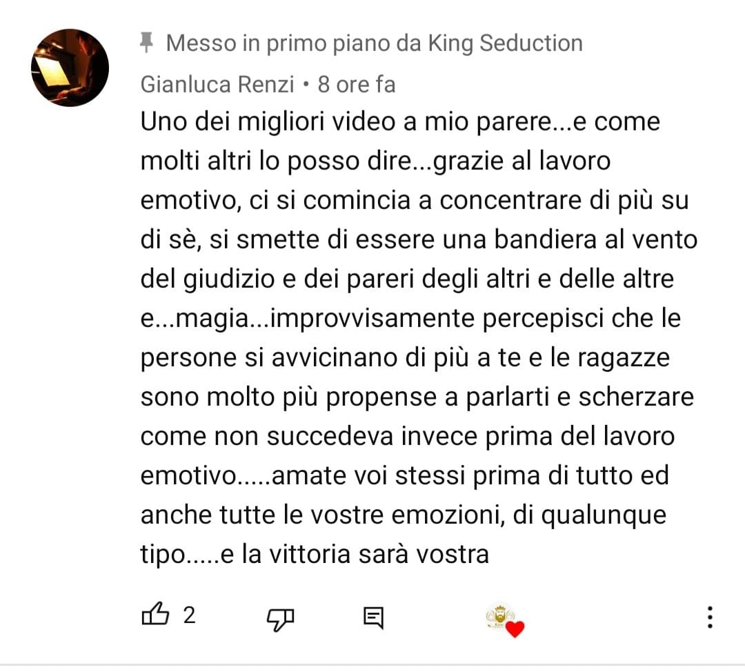 Commento YouTube reale