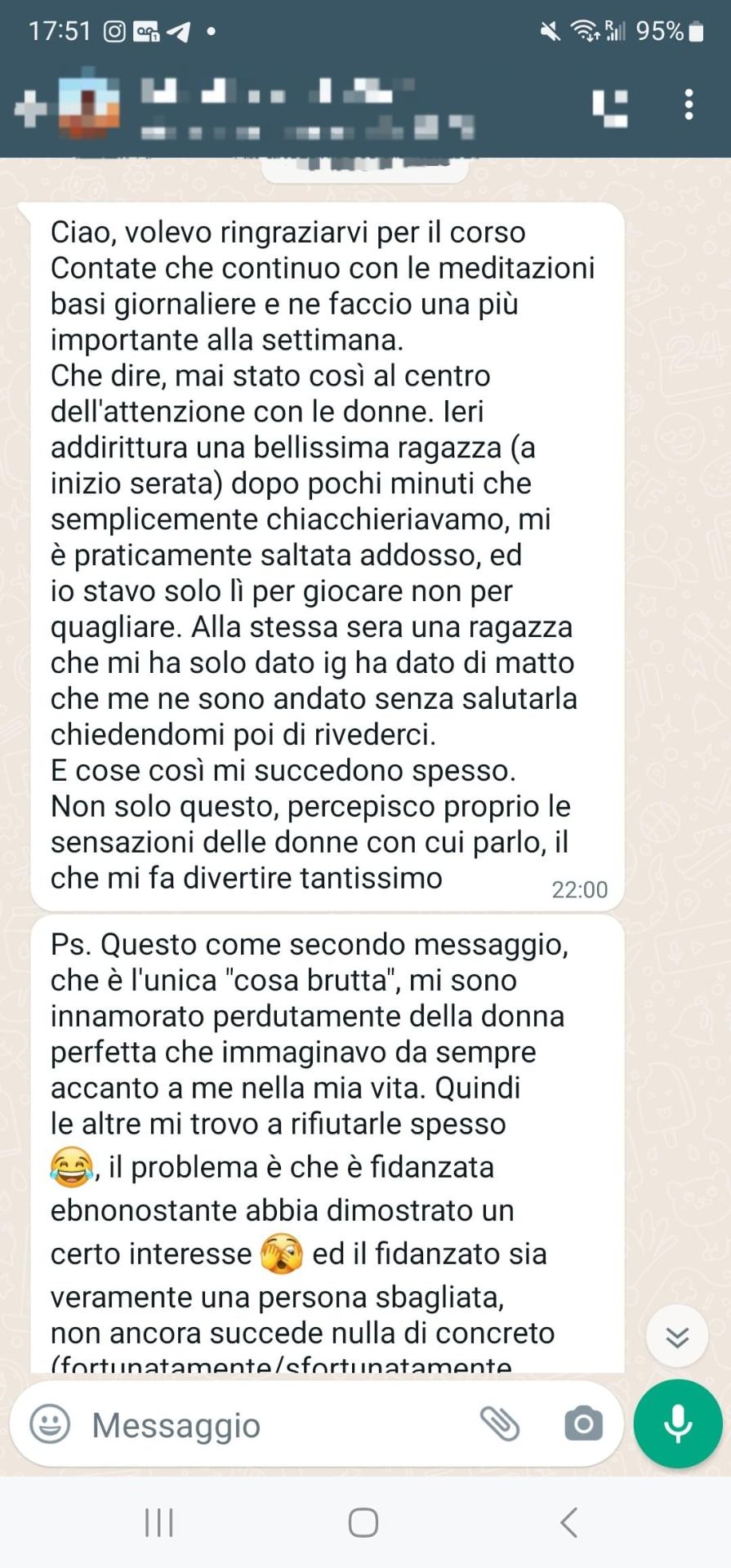 Messaggio WhatsApp - testimonianza